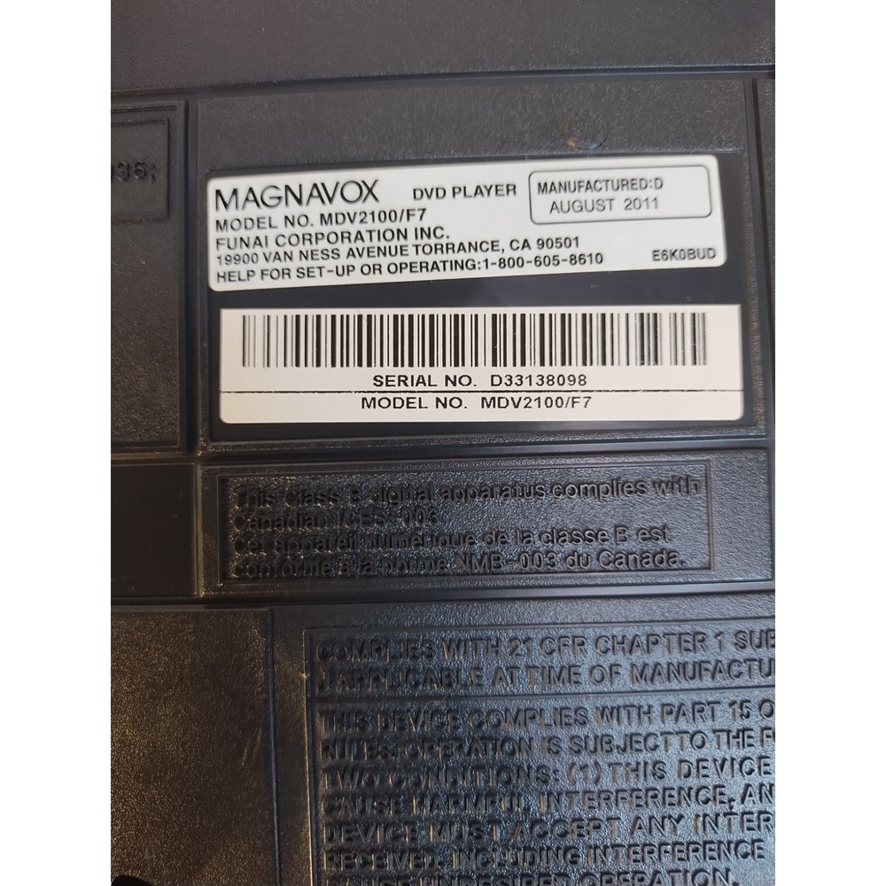 Magnavox MDV2100-F7 DVD/CD Player – Tested, Fully Working, Includes Remote - Picture 7 of 7